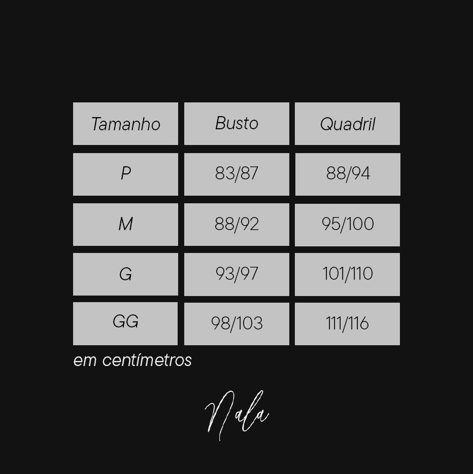 Tabela de medidas